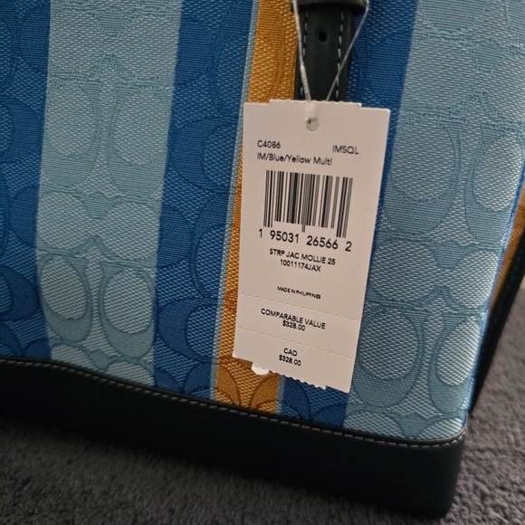 NWT COACH C4086 Mollie 25 Jacquard Stripe Crossbody Tote w/Large Wristlet - Picture 3 of 8
